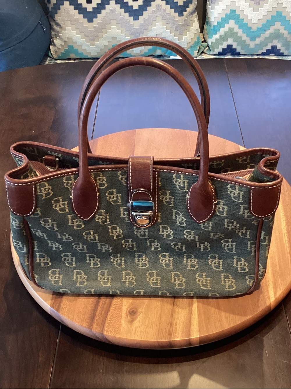 Dooney & Bourke Logo Jacquard Leather-Trim Satchel - Picture 4 of 16